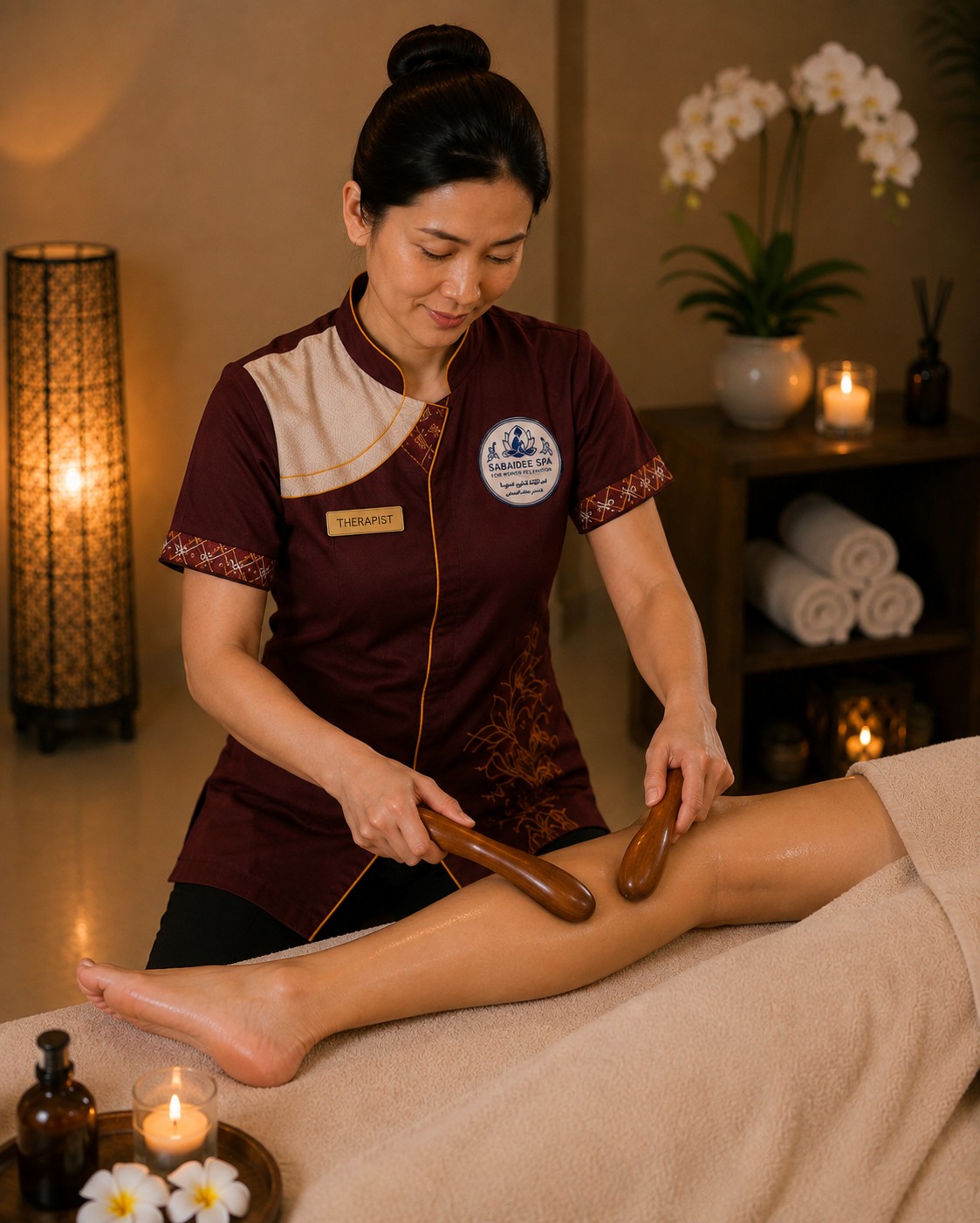 Wood massage with sculpted tools